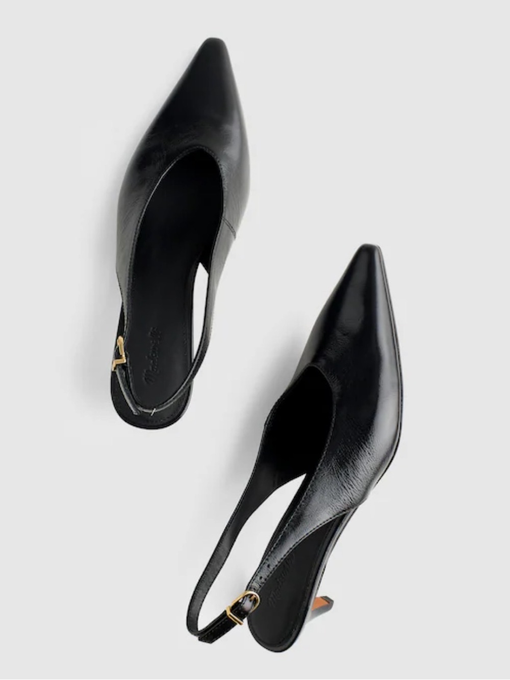 NWOB Madewell The Emilie Slingback Pump True Black Leather NX063 9 snipped toe